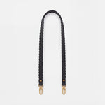 Thin Braided Strap In Pebbled Leather - Black