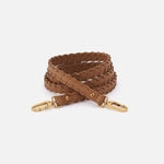 Thin Braided Strap in Pebbled Leather - Timber Brown
