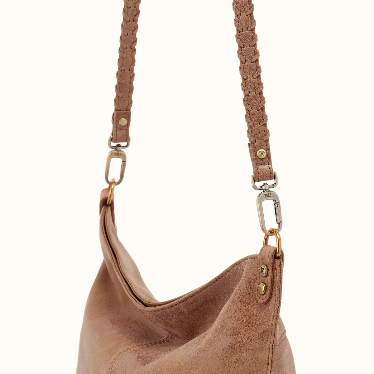 Thin Braided Strap In Buffed Leather - Whiskey – HOBO