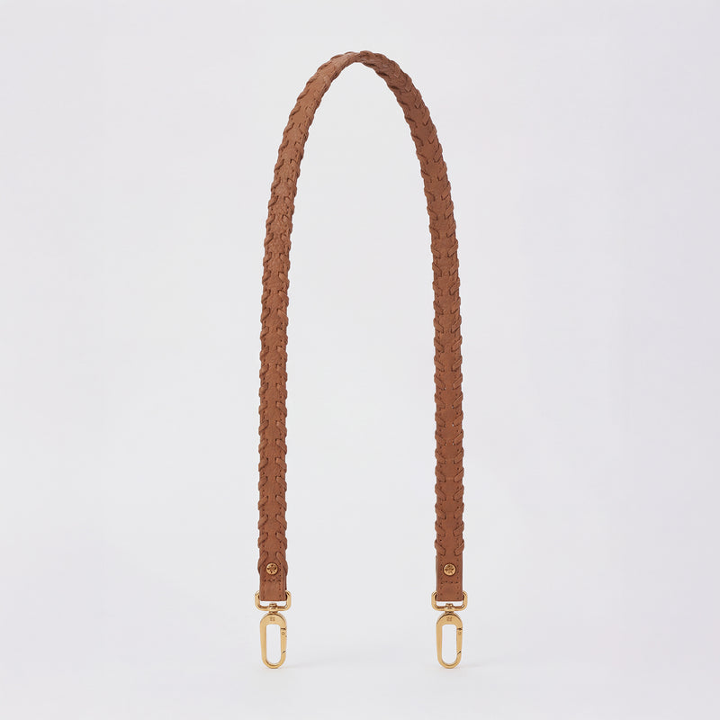 Thin Braided Strap in Pebbled Leather - Warm Honey