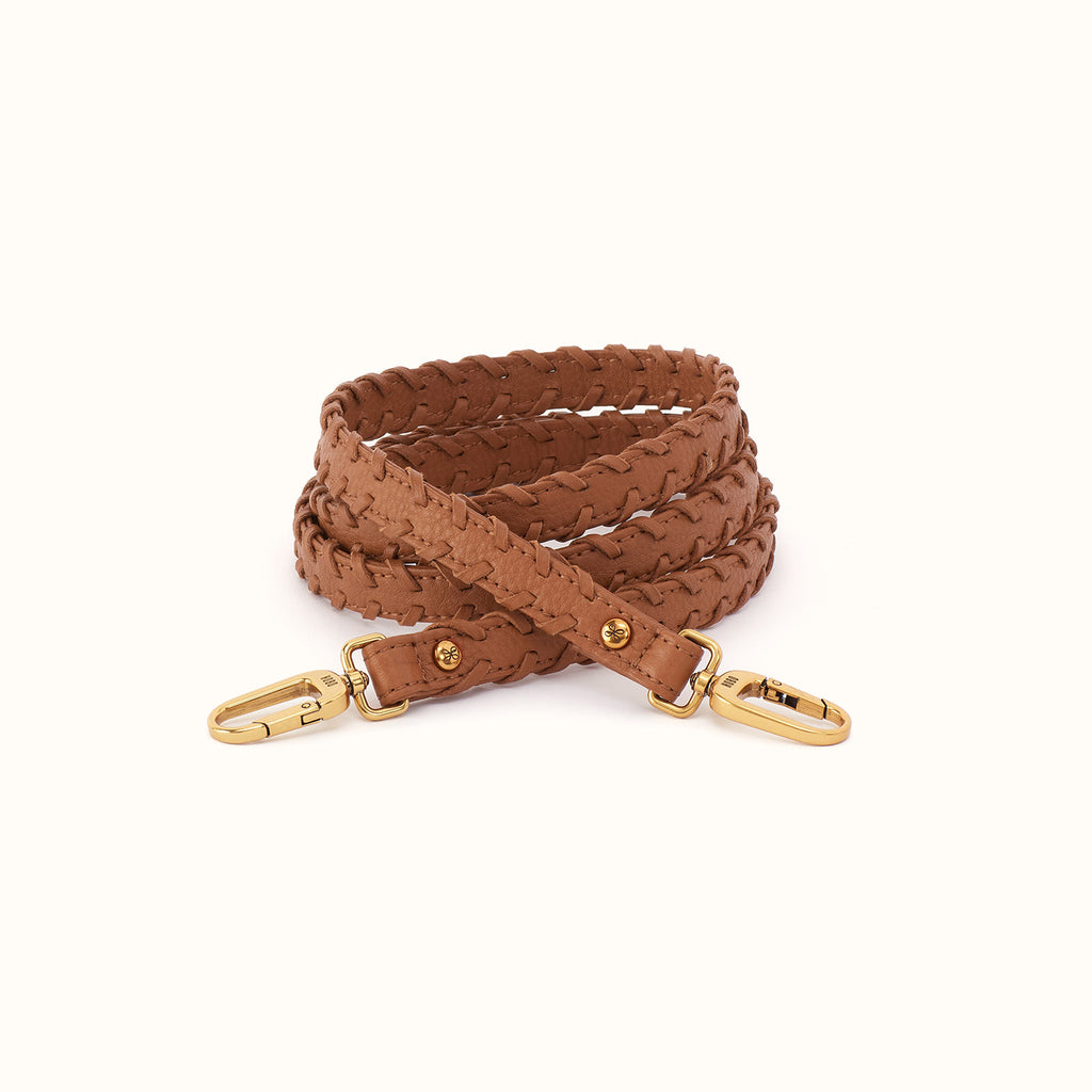 バッグ hobo PAIR CASE WITH STRAP SHRINK LEATHER Thin Braided Strap in Pebbled Leather - Warm Honey – HOBO