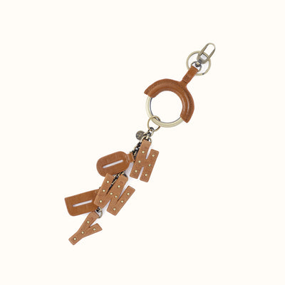Howdy Charm Fob in Polished Leather - Truffle