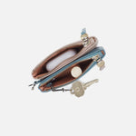 Double Zip Coin Pouch in Pebbled Leather - Agave Leaf