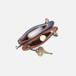 Double Zip Coin Pouch in Buffed Leather - Burnished Saddle