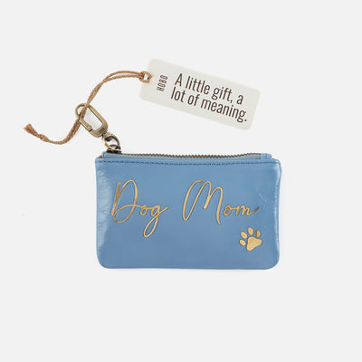 Sentiment Pouch In Polished Leather - Faded Denim