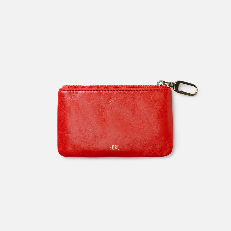 Sentiment Pouch In Polished Leather - Grenadine