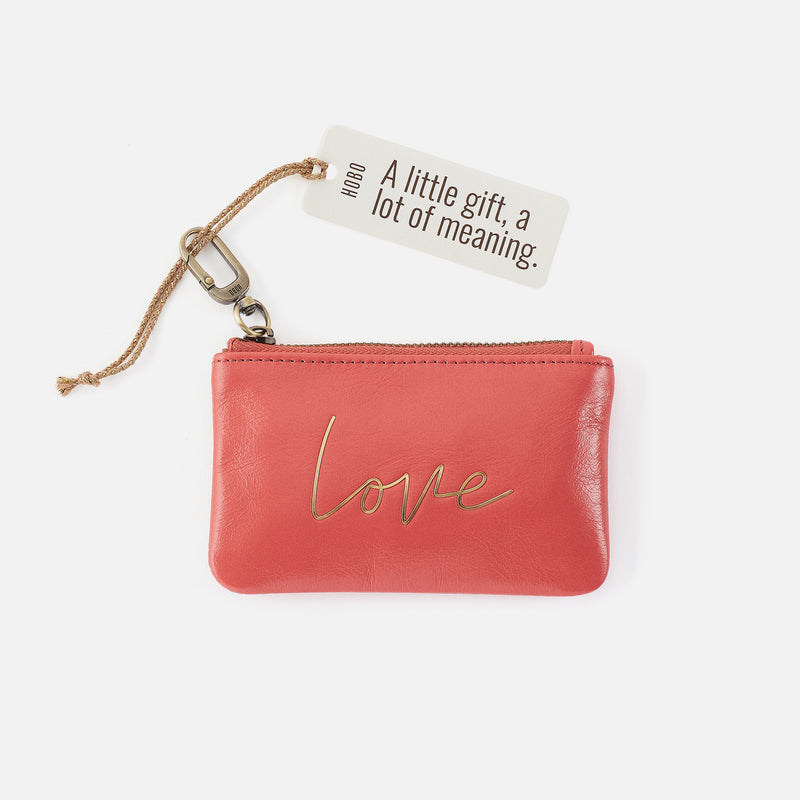 Sentiment Pouch in Polished Leather - Pink Mirage Love