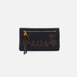 Lumen Continental Wallet in Pebbled Leather - Black With Studs