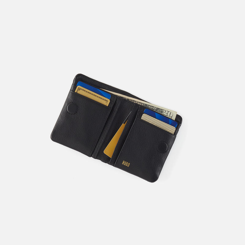 Lumen Mini Wallet in Pebbled Leather - Black With Studs