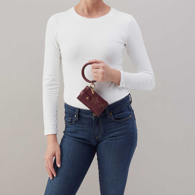 Ring Credit Card Wristlet in Pebbled Leather - Mulberry Glaze