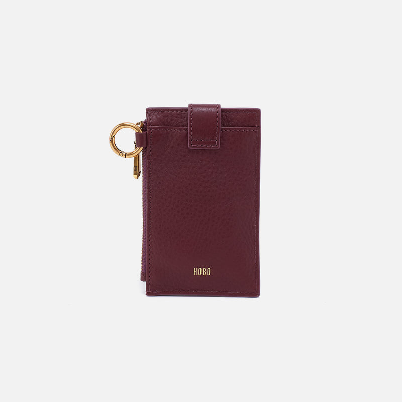 Ring Credit Card Wristlet in Pebbled Leather - Mulberry Glaze
