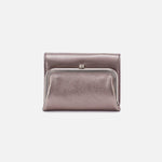 Robin Compact Wallet in Metallic Leather - Pewter Spur