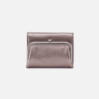 Robin Compact Wallet in Metallic Leather - Pewter Spur