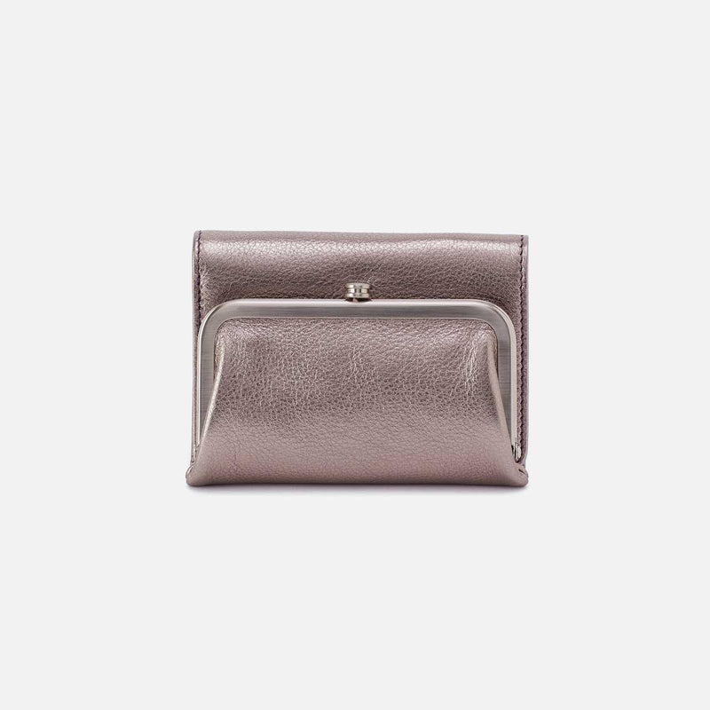 Robin Compact Wallet in Metallic Leather - Pewter Spur