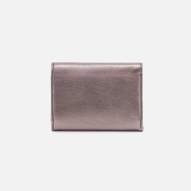 Robin Compact Wallet in Metallic Leather - Pewter Spur