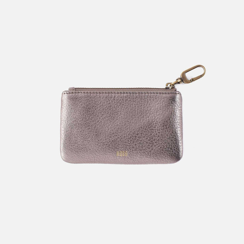 Sentiment Pouch in Metallic Leather - Pewter Spur