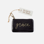 Sentiment Pouch in Polished Leather - Black