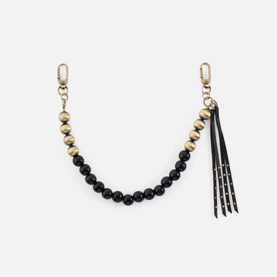 Taos Bead Swag in Pebbled Leather - Black