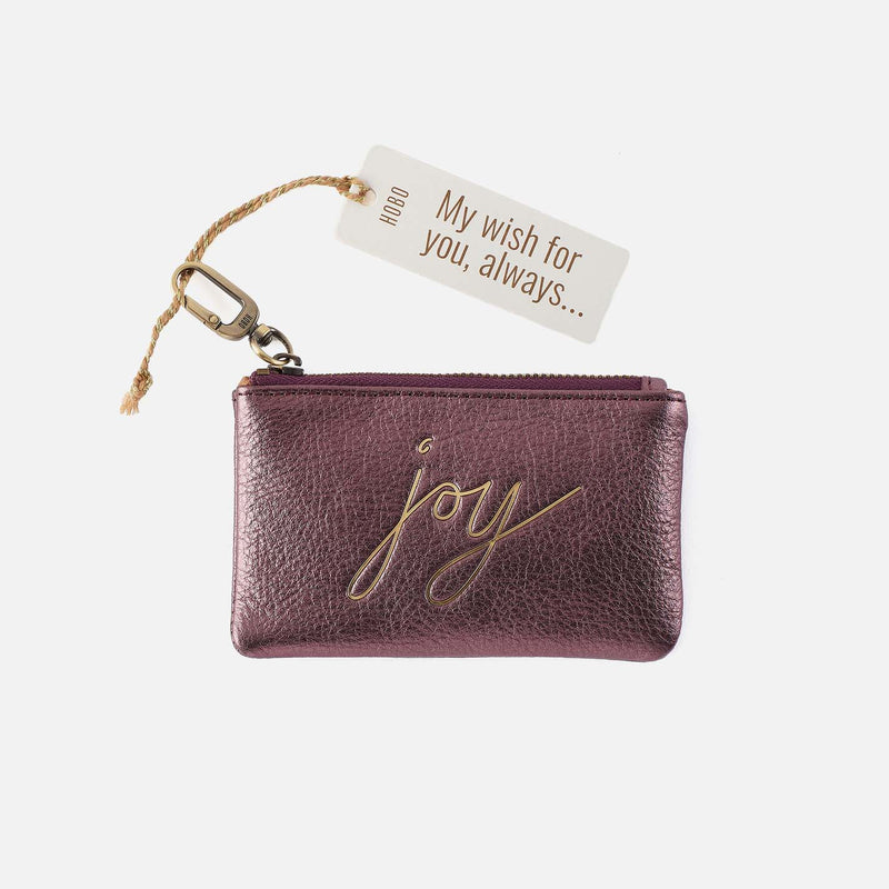 Sentiment Pouch in Metallic Leather - Frosted Plum