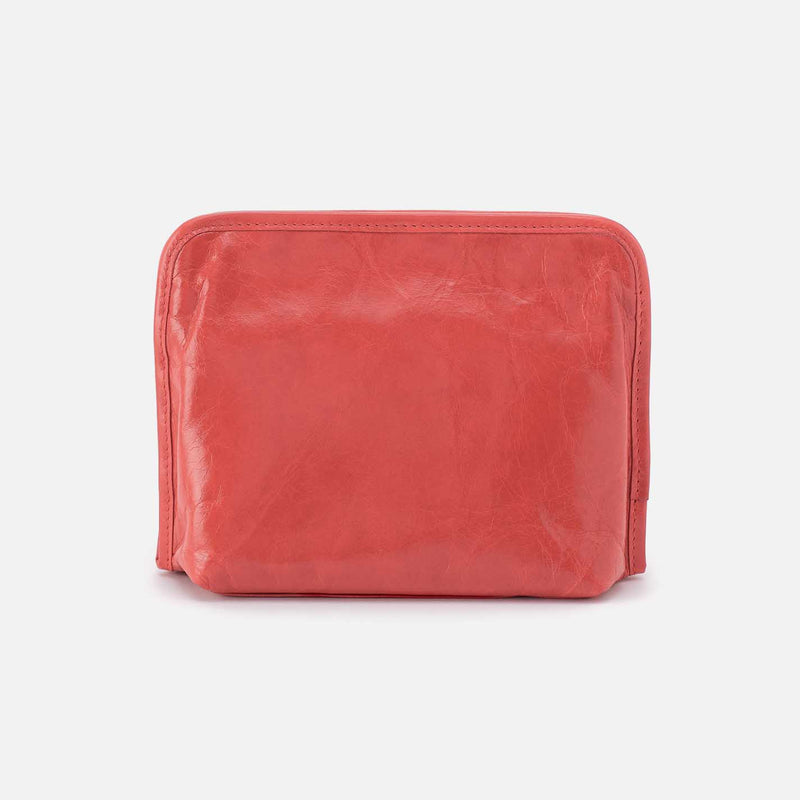 Beauty Cosmetic Pouch in Polished Leather - Pink Mirage