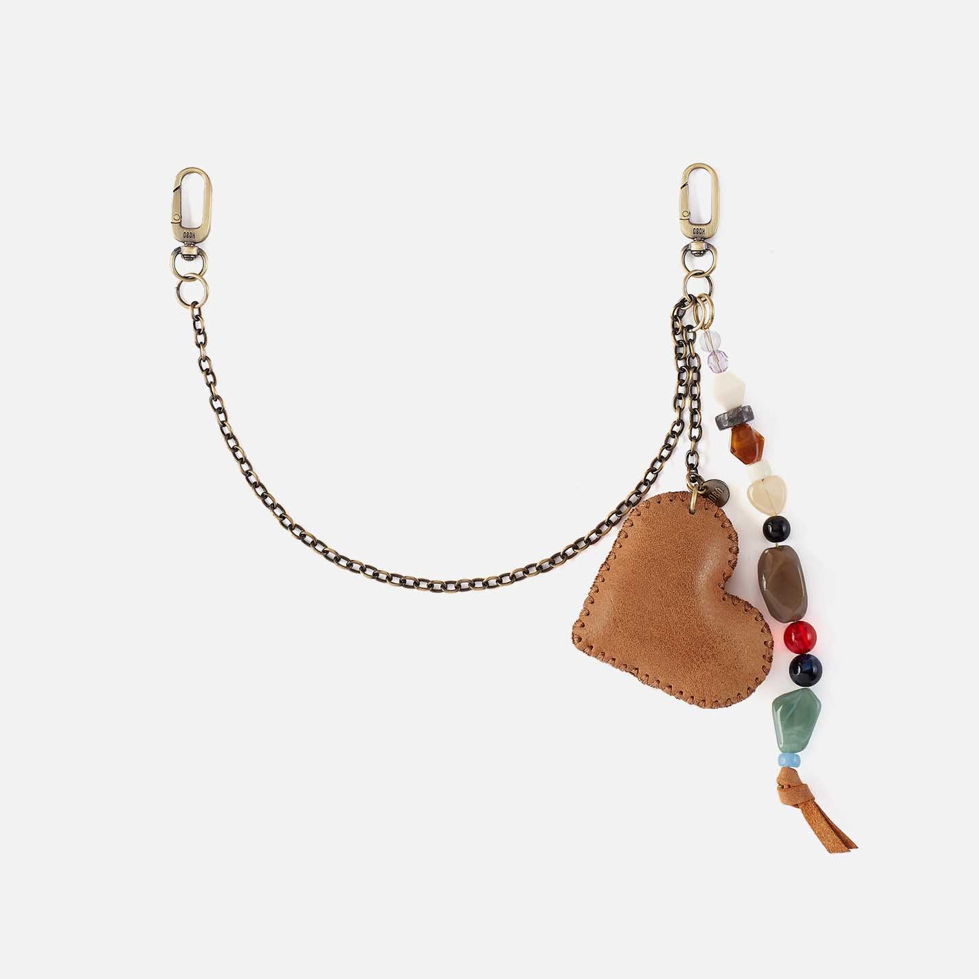 Heart Swells Charm In Buffed Leather - Whiskey – HOBO