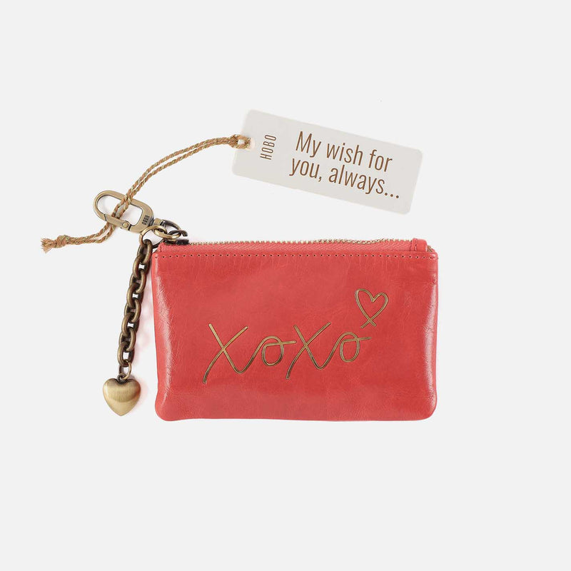 Sentiment Pouch in Polished Leather - Pink Mirage XOXO