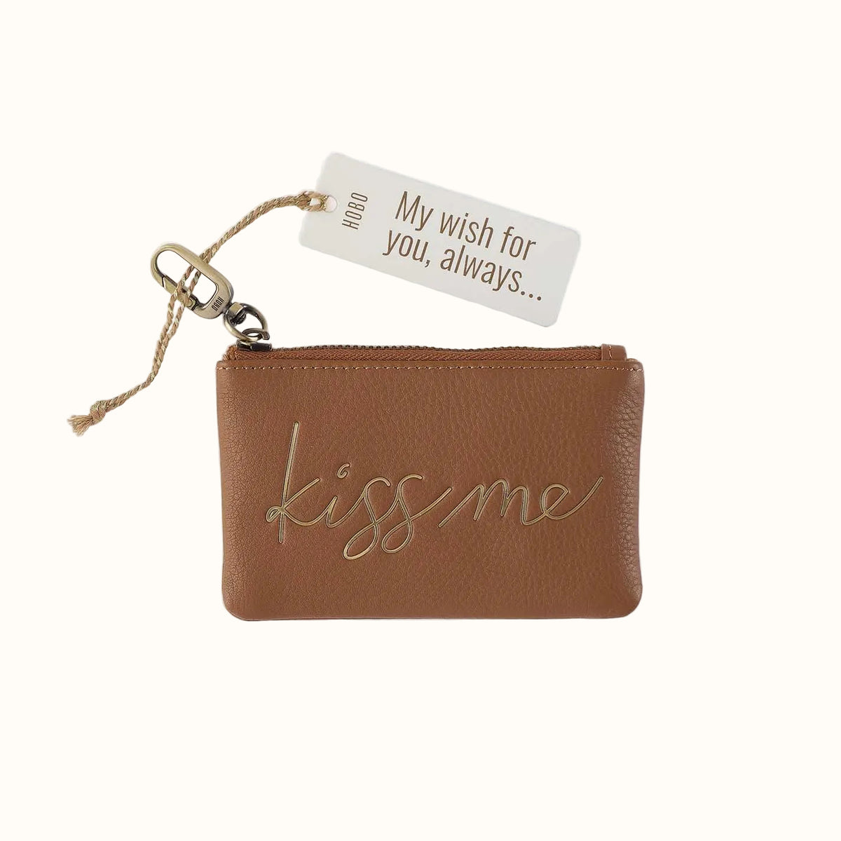 Sentiment Pouch in Pebbled Leather - Timber Brown