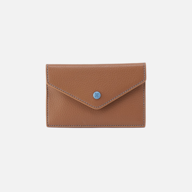 Goldie Card Case In Pebbled Leather - Brown Sugar