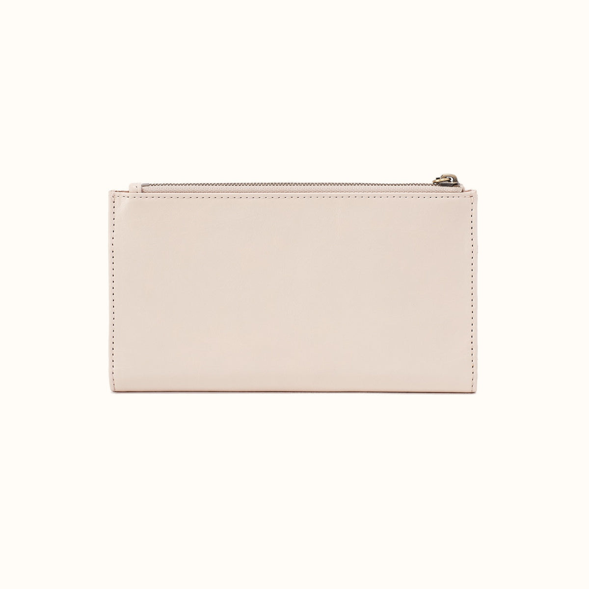 Jill Large Bifold Wallet In Polished Leather - Pale Flax