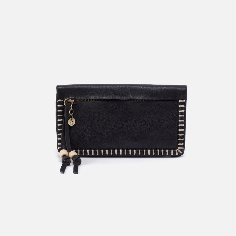 Lumen Continental Wallet In Cloud Leather - Black