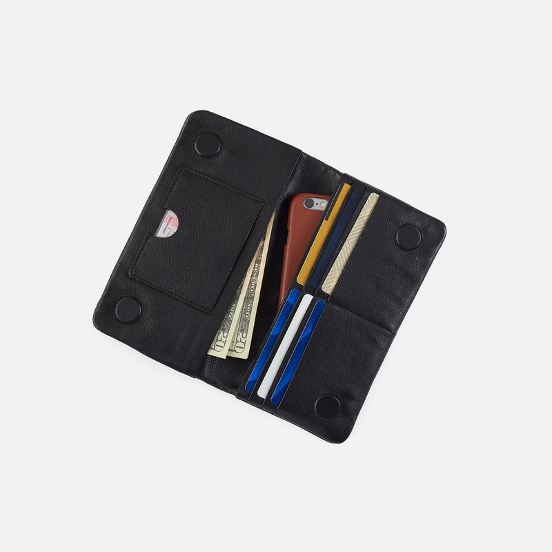 Lumen Continental Wallet In Cloud Leather - Black