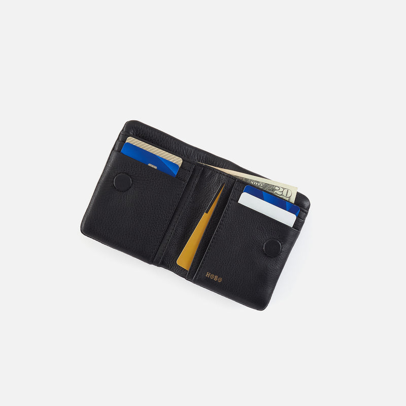 Lumen Mini Wallet In Cloud Leather - Black