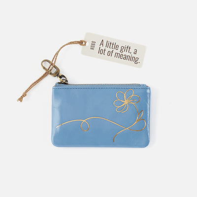 Sentiment Pouch In Polished Leather - Faded Denim