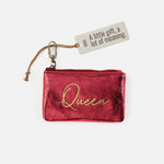 Sentiment Pouch In Metallic Leather - Strawberry Fields