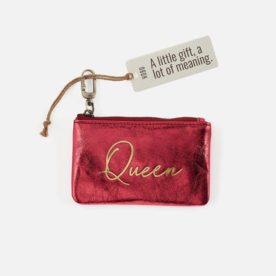 Sentiment Pouch In Metallic Leather - Strawberry Fields