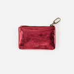 Sentiment Pouch In Metallic Leather - Strawberry Fields
