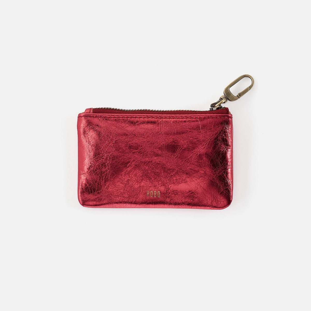 Sentiment Pouch In Metallic Leather - Strawberry Fields