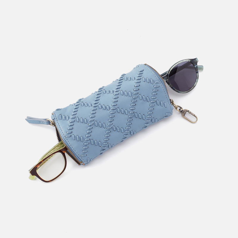 Spark Double Eyeglass Case In Cloud Leather - Bluebell