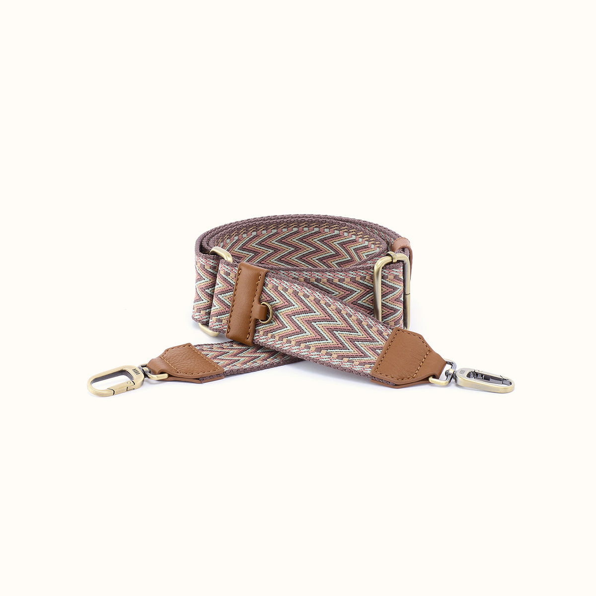 Webbing Guitar Strap In Pebbled Leather - Timber Brown- FOL