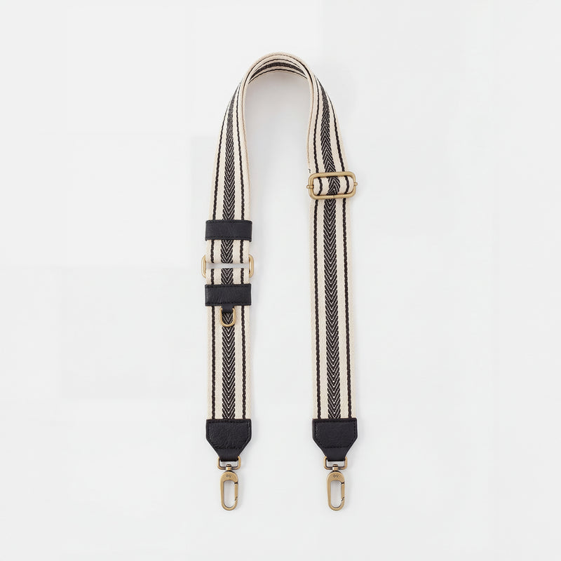 Webbing Guitar Strap In Pebbled Leather - Black