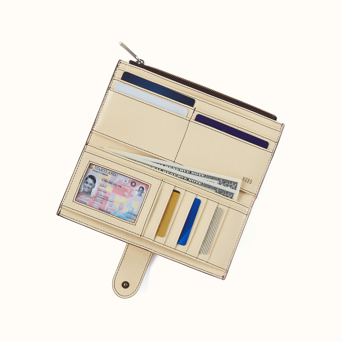 Dunn Continental Wallet in Polished Leather - Butter Yellow
