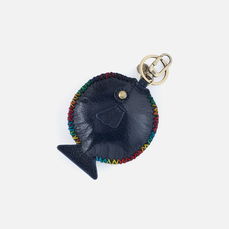 Puffer Key Fob in Aniline Gloss Leather - Moonlit Navy