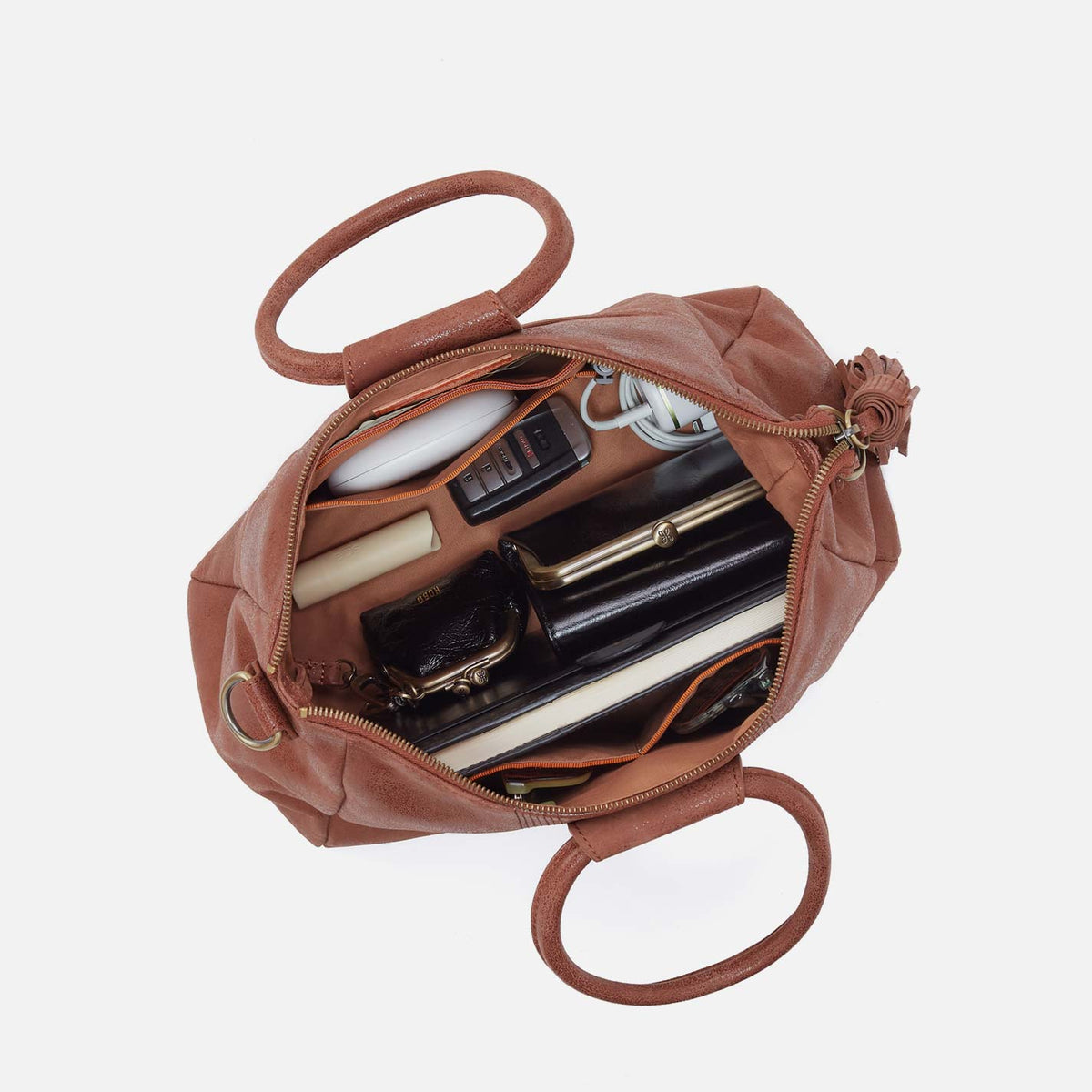 Sheila Medium Satchel in Buffed Leather - Burnished Saddle