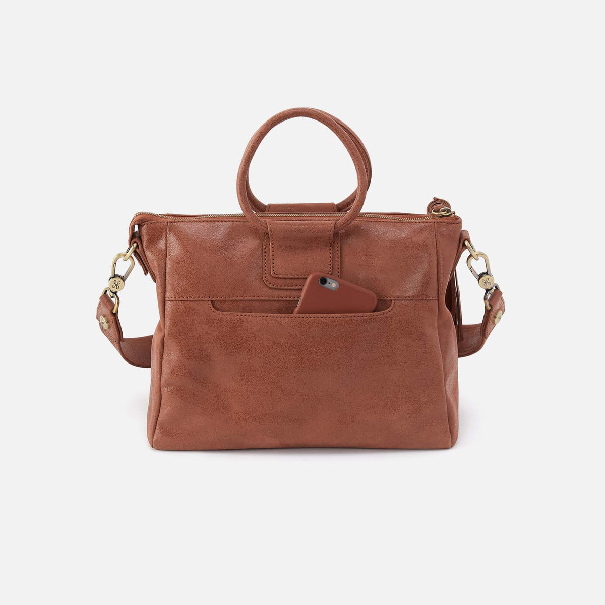 Sheila Medium Satchel in Buffed Leather - Burnished Saddle