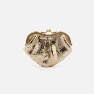 Heart Frame Key Fob in Metallic Leather - Gilded Marble