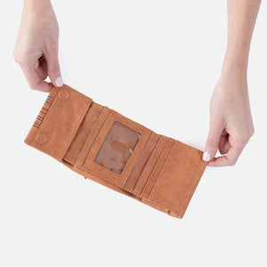 Keen Mini Trifold Wallet in Buffed Leather - Whiskey