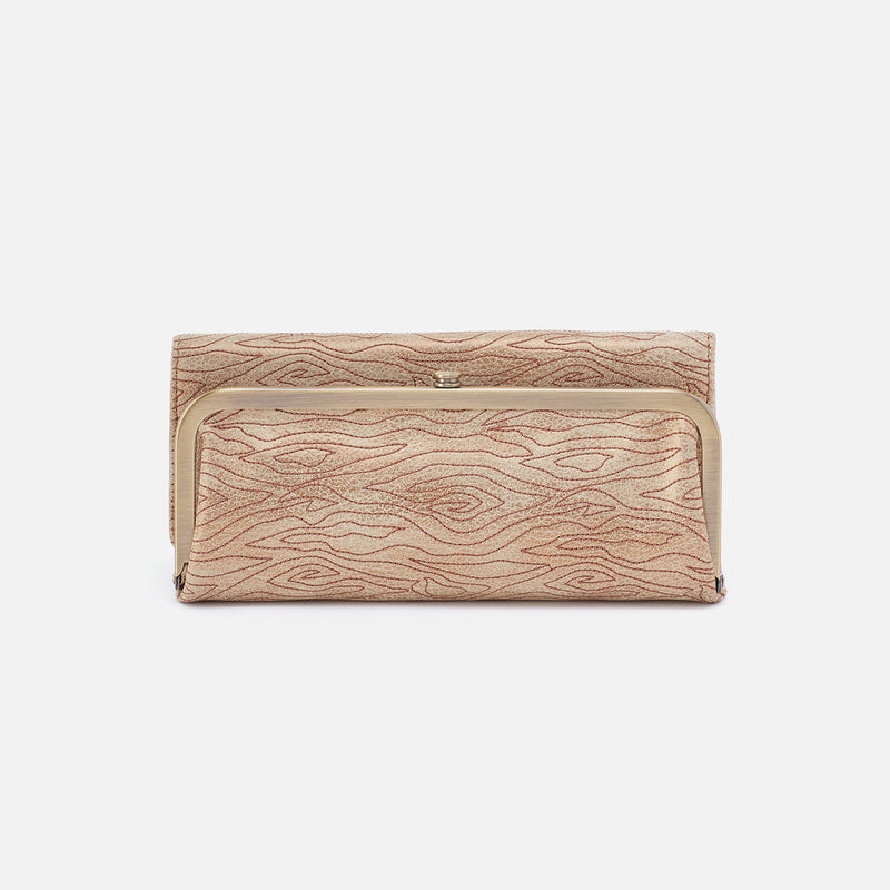 Rachel Continental Wallet in Embroidered Metallic Leather - Gold Leaf