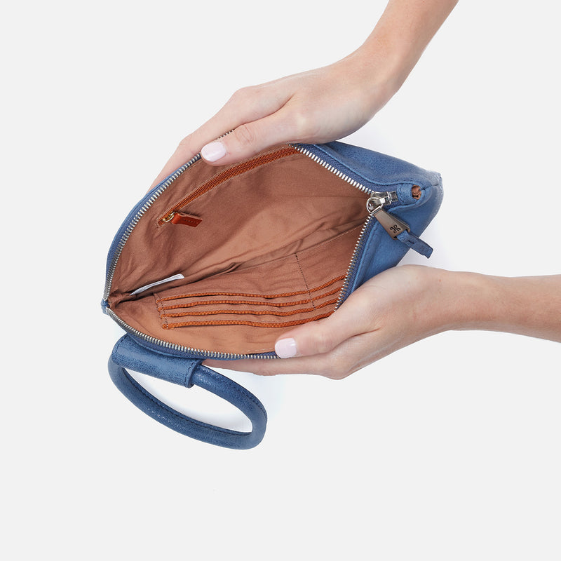 Sable Wristlet in Buffed Leather - Azure