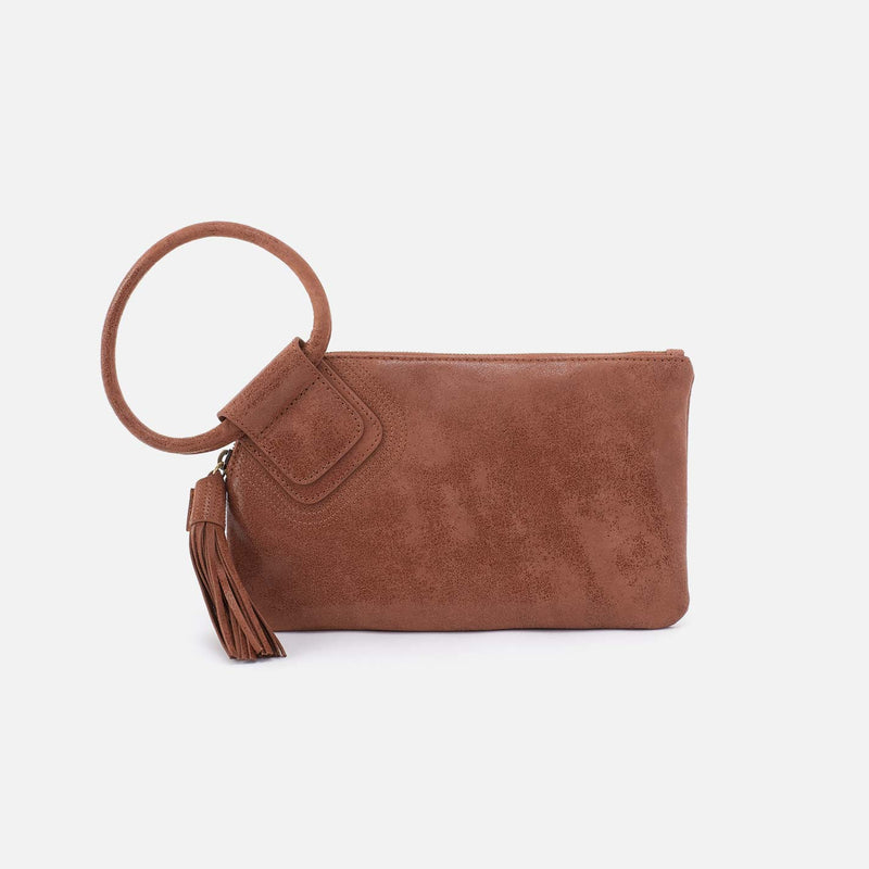 Sable Wristlet in Buffed Leather - Burnished Saddle