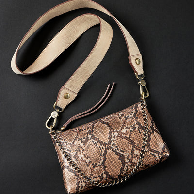 Darcy Luxe Crossbody in Printed Leather - Golden Snake